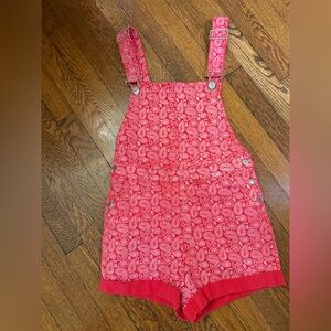 Red Paisley Bandana Short Overalls